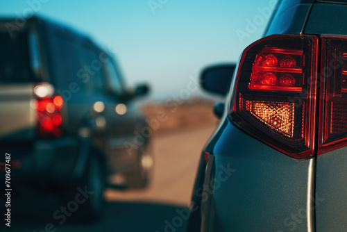 Car overtaking another vehicle on the road