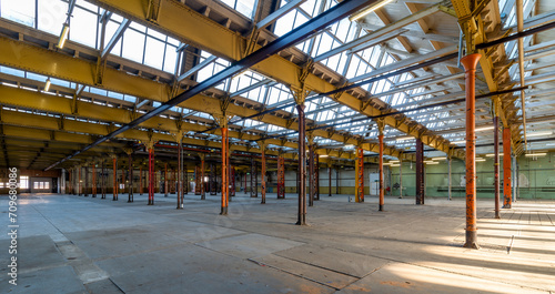 Interior of a former railway workshop in Tilburg, Netherlands