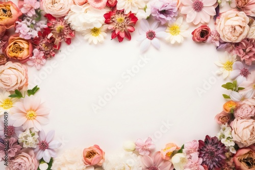flower border decoration , flatlay and copy space - generative ai © Nia™