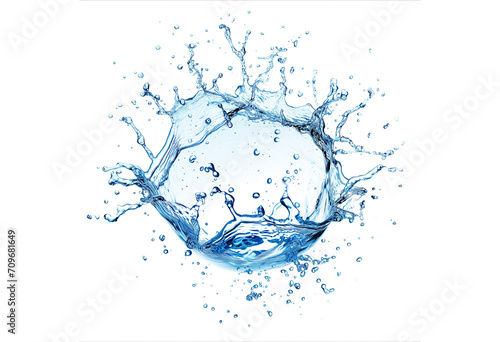 Transperent blue water splash isolated on white background. PNG photo