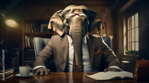 Elephant business portrait dressed