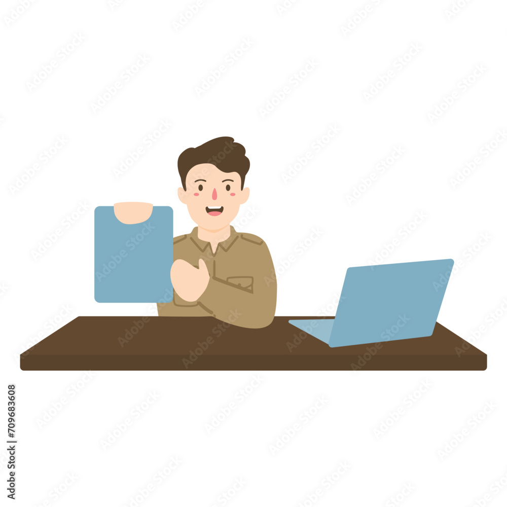 Indonesian civil servants character illustration Indonesian civil servants character illustration