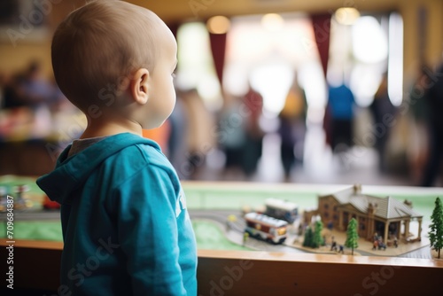 child watching miniature trains at a model display © altitudevisual
