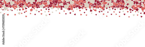 Ensemble de cœurs qui volent - Bannière pour fêter la Saint-Valentin et l'amour - Cœur - Rouge, rose et beige - Illustration vectorielle pour les messages d'amour - Couple, relation, romance photo