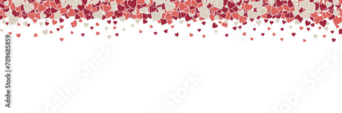 Ensemble de cœurs qui volent - Bannière pour fêter la Saint-Valentin et l'amour - Cœur - Rouge, rose et beige - Illustration vectorielle pour les messages d'amour - Couple, relation, romance