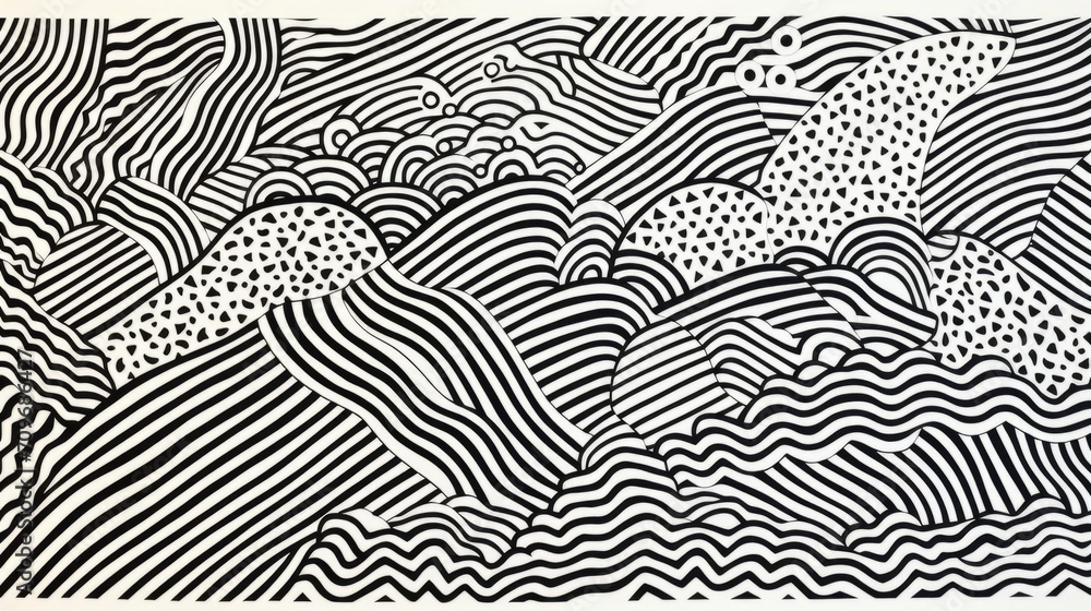 Fototapeta premium Minimalistic pattern of black lines in vector style