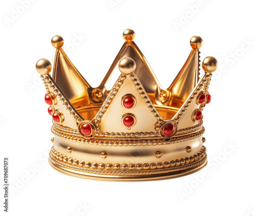 Golden crown isolated on transparent background. Generative AI