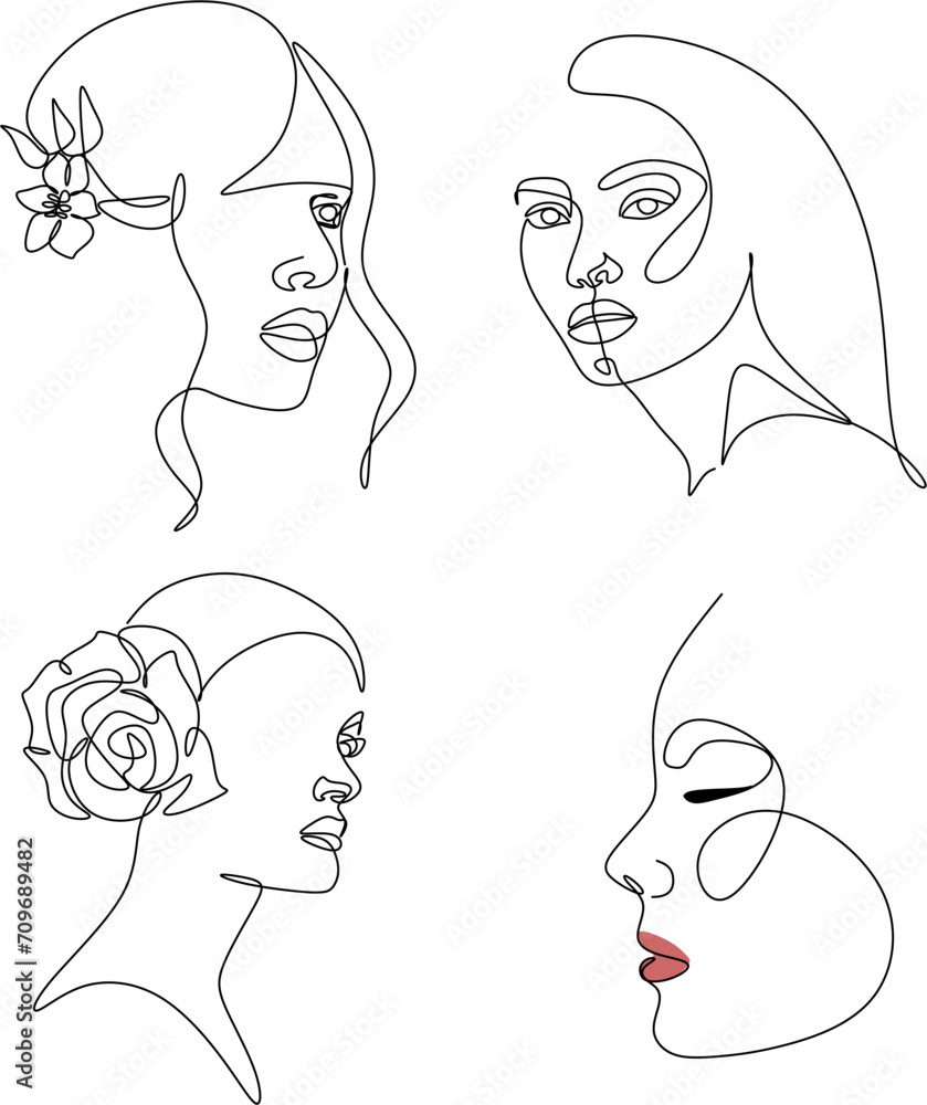 Abstract woman face, minimalist fashion concept, female beauty, vector illustration. Portrait of a woman in a modern minimalist style. Abstract woman face, minimalist fashion concept, female beauty, vector illustration. Portrait of a woman in a modern minimalist style.