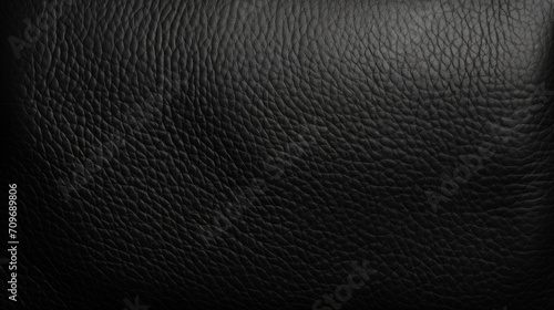 High-quality close-up showing the intricate texture of black leather material, perfect for luxurious background or pattern use.