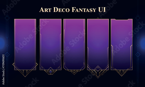 Set of Art Deco Modern Banners for user interface. Fantasy magic HUD with rewards. Template for rpg game interface. Vector Illustration EPS10 photo