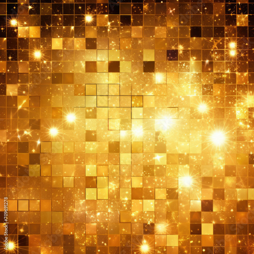 Golden Tiled Background With Stars and Sparkles