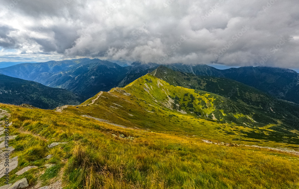 Fototapeta premium Mountains landscape panorama to the top of Kasprowy Wierch Poland