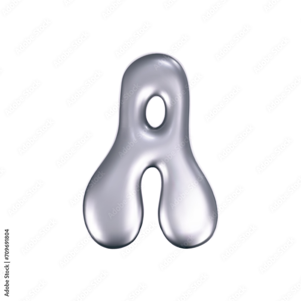 3d chrome liquid letter A in y2k style isolated. Render of 3d metal inflated bubble alphabet with glossy silver effect. 3d vector y2k typography letter 3d chrome liquid letter A in y2k style isolated. Render of 3d metal inflated bubble alphabet with glossy silver effect. 3d vector y2k typography letter