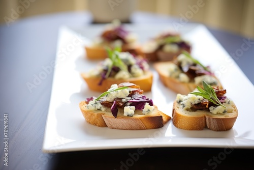 fanned out bruschettas with radicchio and gorgonzola