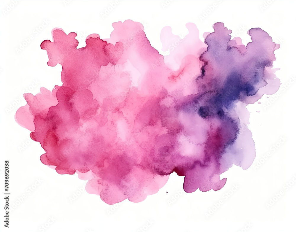 Pink and Purple Cloud on White Background, Translucent and Dreamy Vapor Formation