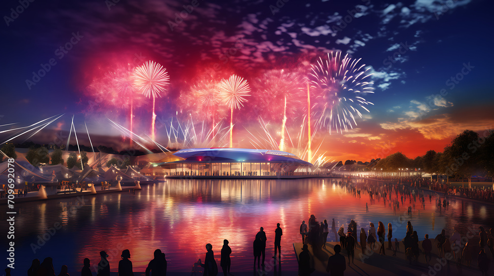 a dynamic display of Canadianthemed fireworks lighting up the night