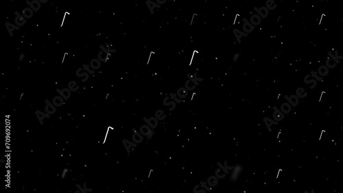 Template animation of evenly spaced crowbar symbols of different sizes and opacity. Animation of transparency and size. Seamless looped 4k animation on black background with stars photo