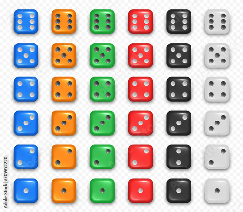 Dice cube with numbers, isolated frontal side of object for playing game or gambling in casino. Vector gambling and feeling luck, winning and risking. Tabletop or boardgames realistic piece