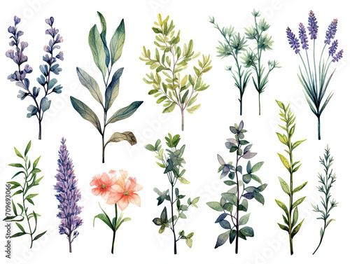 Assorted Flowers on White Background, A Colorful Array of Blooms