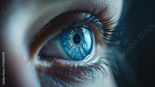 A detailed close-up of a person's blue eye. Perfect for eye care or beauty-related projects