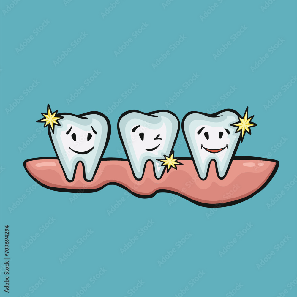 Fototapeta premium clean teeth and healthy gums oral hygiene, vector