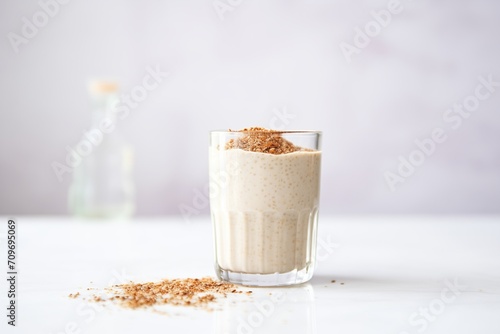 chilled flaxseed smoothie in a frosted glass