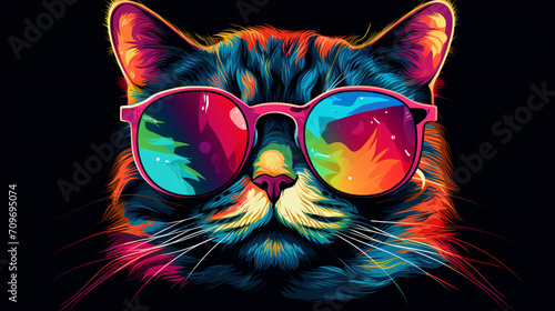 Funky and funny cat with sunglasses