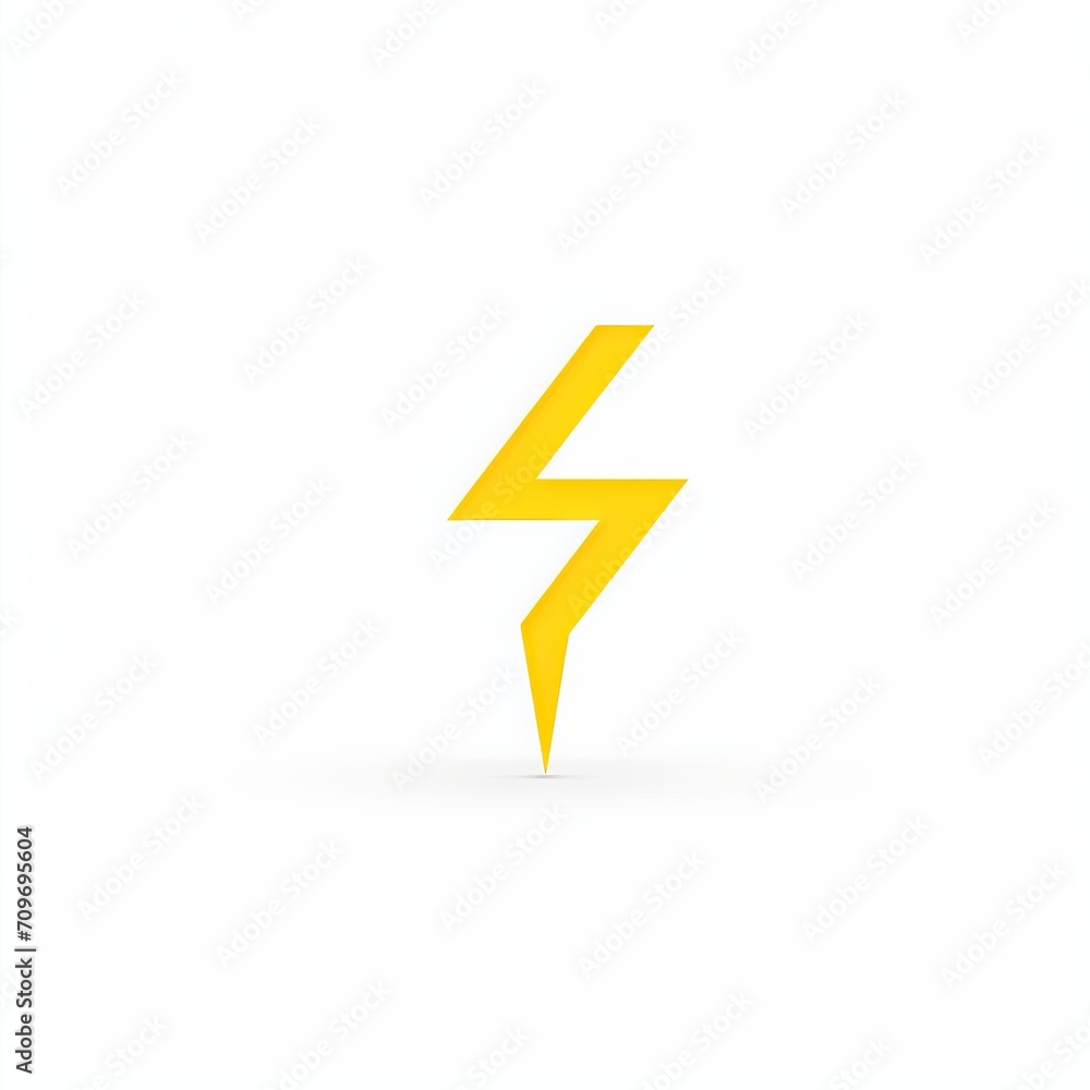 Bright yellow lightning bolt icon on a white background Bright yellow lightning bolt icon on a white background