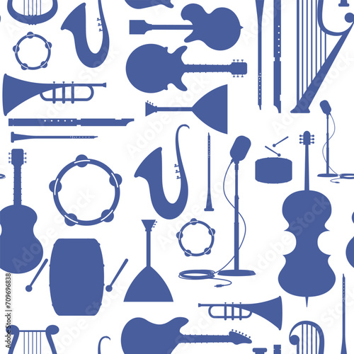 Photography Music instruments vector cartoon seamless pattern background for wallpaper, wrapping, packing, and backdrop