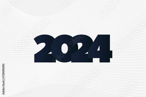 2024 deep blue gradient vector icon. Sign with wave background. Illustration for decoration, infographic element, business, presentation, web design