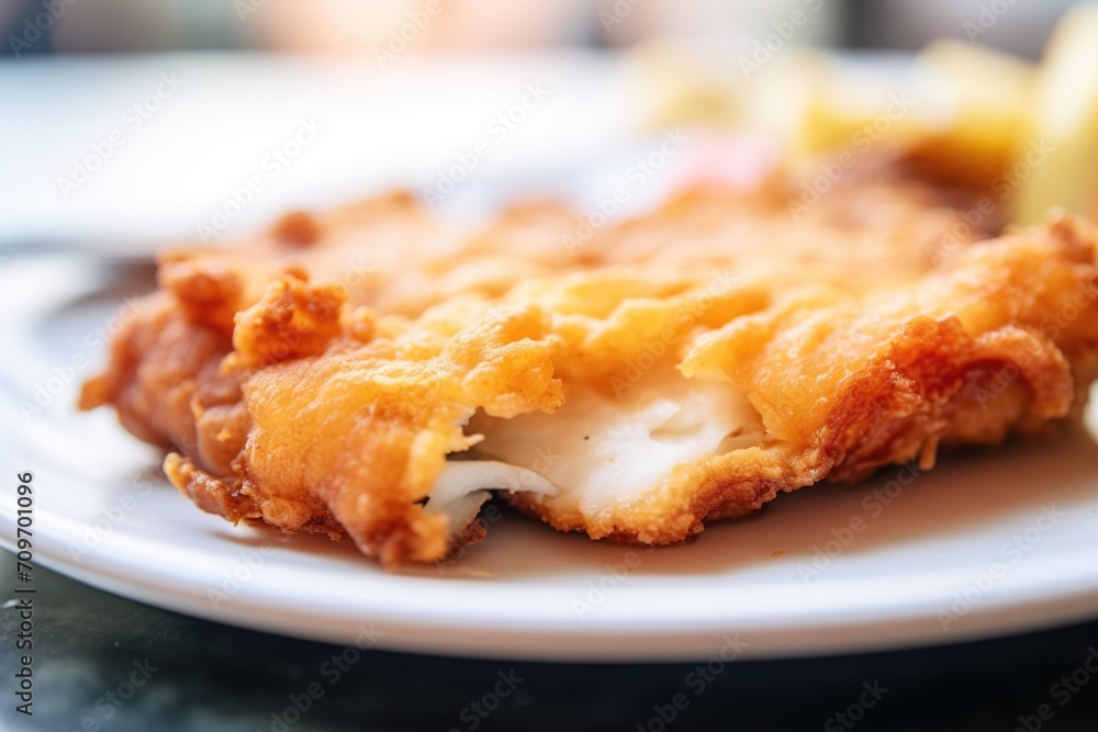 close-up on golden-brown crust of a fried sole fillet close-up on golden-brown crust of a fried sole fillet