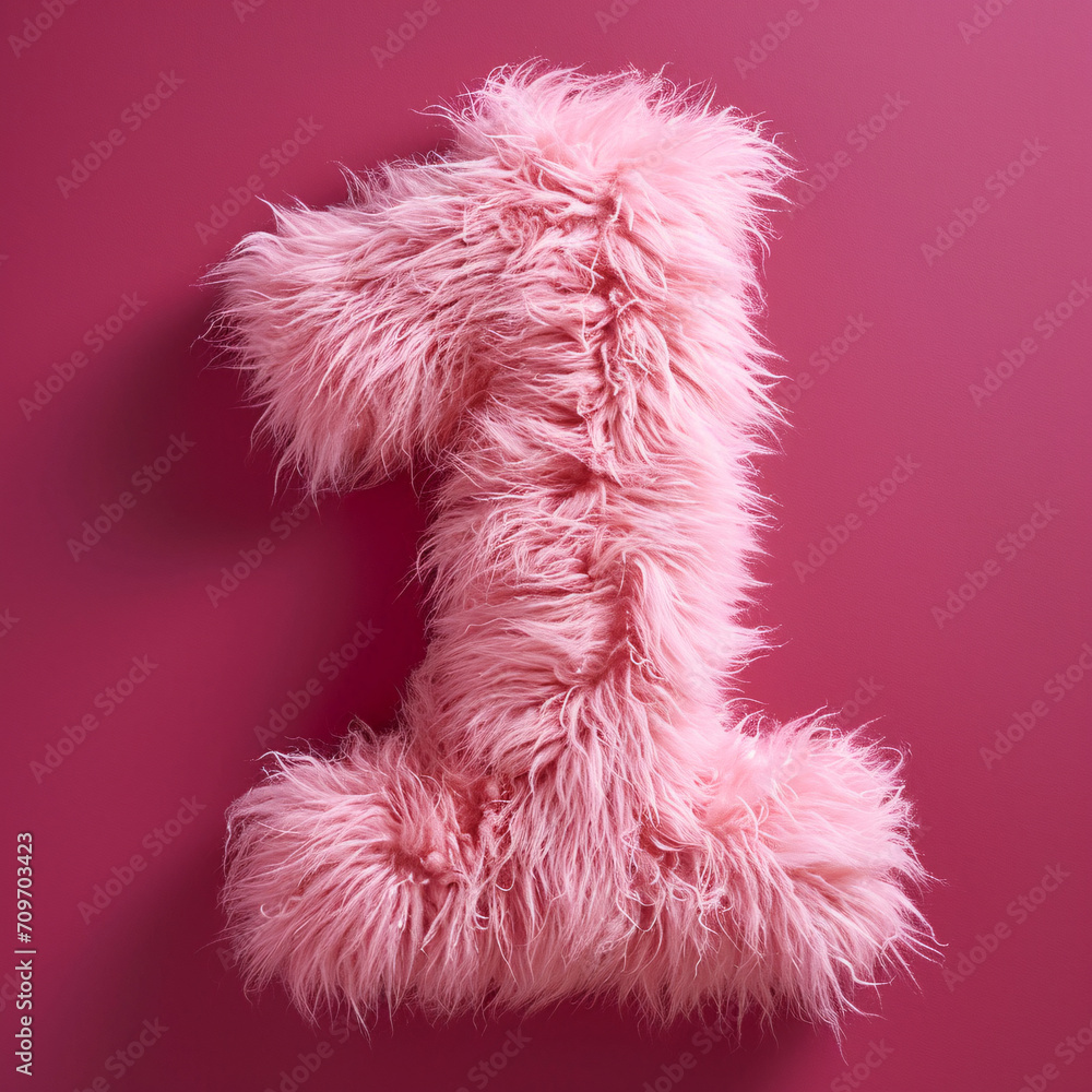 A pink fluffy fuzzy number 1 A pink fluffy fuzzy number 1