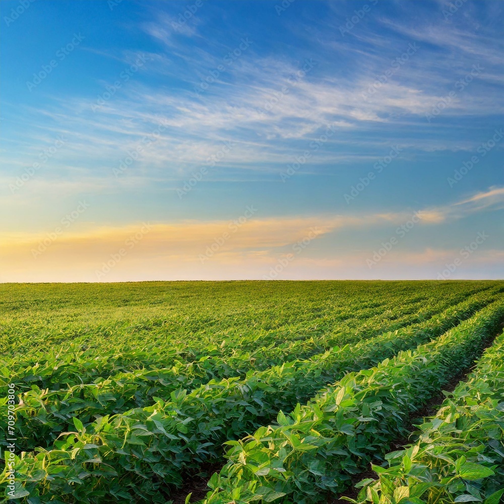 Morning Essence: Soy Field and Plants in the Soft Morning Light Morning Essence: Soy Field and Plants in the Soft Morning Light