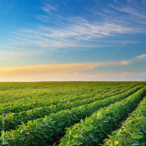 Morning Essence  Soy Field and Plants in the Soft Morning Light