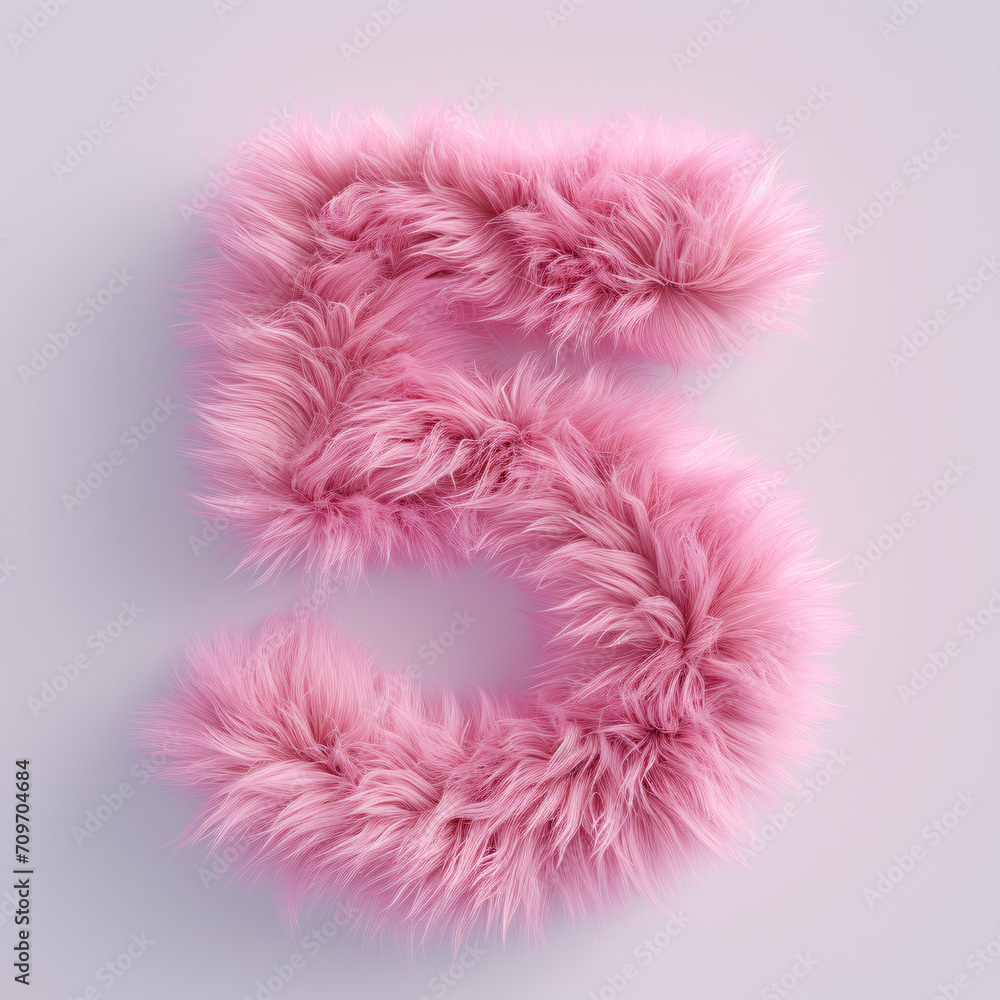 A pink fluffy fuzzy number five A pink fluffy fuzzy number five