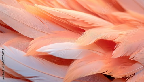 Whispers of Elegance: Delicate Orange and Pink Feathers in Soft Harmony - Generative AI © Gelpi