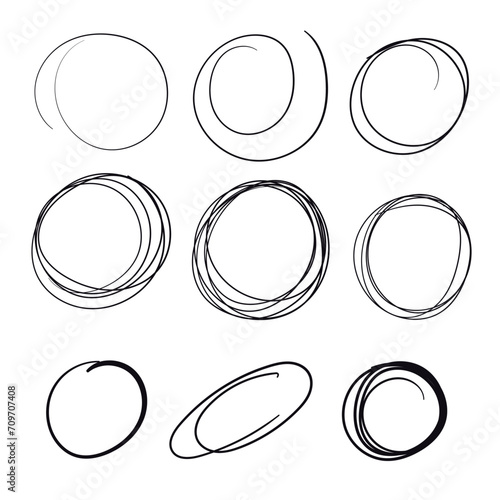 Hand Drawn Circle Shapes Scrabble Doodle Vector Hand drawn doodles icon