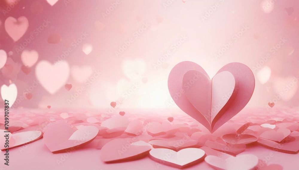 paper heart valentine s day 3d romantic card background love valentine illustration