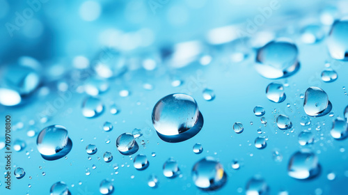 Wallpaper Mural Closeup of water drops sliding on wet surface. Blue background. Generative AI Torontodigital.ca