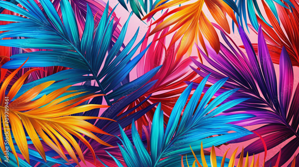 Tropical bright colorful background with exotic
