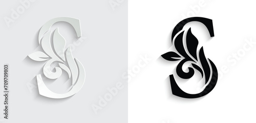 letter S flower letters. Vintage ornament initial Alphabet. Logo vector	
