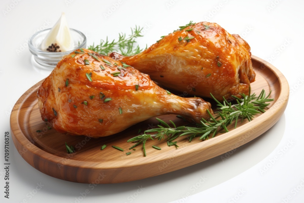 3D Render of Classic Roast Chicken Drumsticks, on an isolated white background, Generative AI 3D Render of Classic Roast Chicken Drumsticks, on an isolated white background, Generative AI