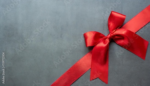 set of red bow with diagonaly ribbon on the corner for gift decor on background png illustration