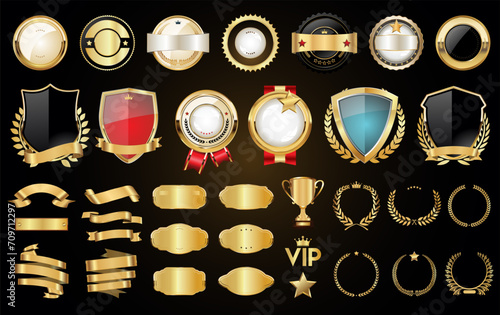 Luxury gold and silver design badges and labels collection