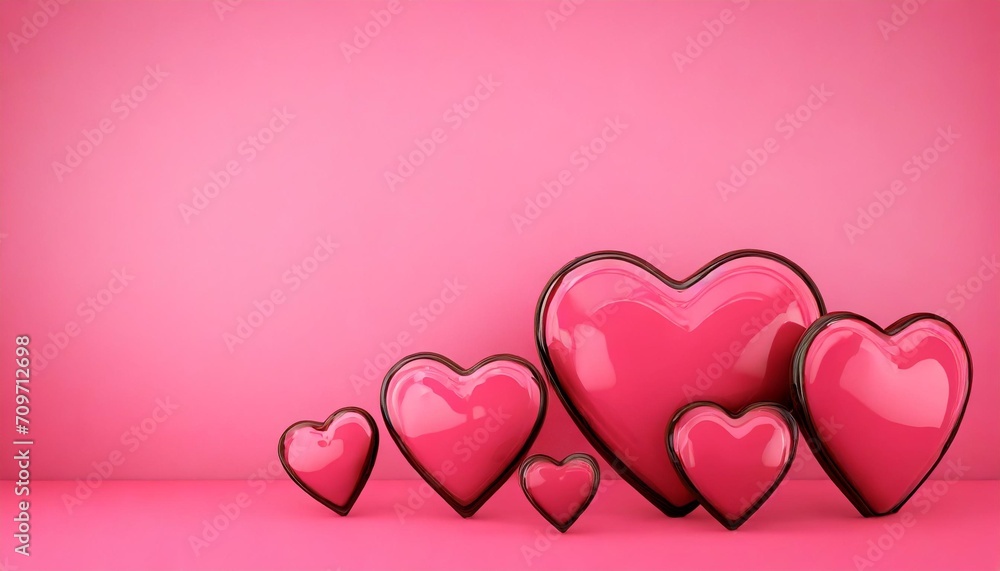 rendering of 3d hearts on pink background illustration