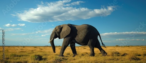The Serene Sight Of An Elephant Gracefully Roaming In Its Natural Habitat. Сoncept National Parks And Wildlife Conservation, Spectacular Wildlife Encounters, Untouched Natural Beauty