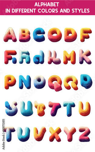 alphabet in different colors and styles eps