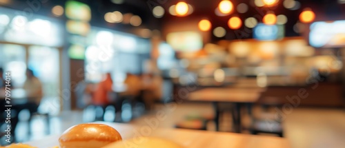 Blurred Image Showcases Fast Food Venue For Creating Defocused Backgrounds. Сoncept Blurred Photos, Fast Food Venue, Defocused Backgrounds