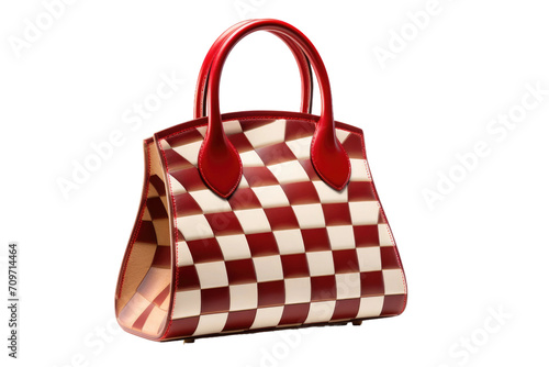 Checkered Laser Cut Handbag Collection Isolated On Transparent Background