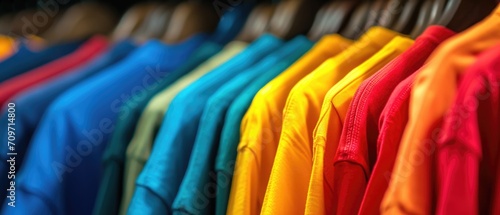 Tidy Rack Of Vibrant Shirts Creates A Kaleidoscope Of Colors. Сoncept Vibrant Shirt Collection, Colorful Wardrobe, Kaleidoscope Of Colors, Tidy Clothing Rack